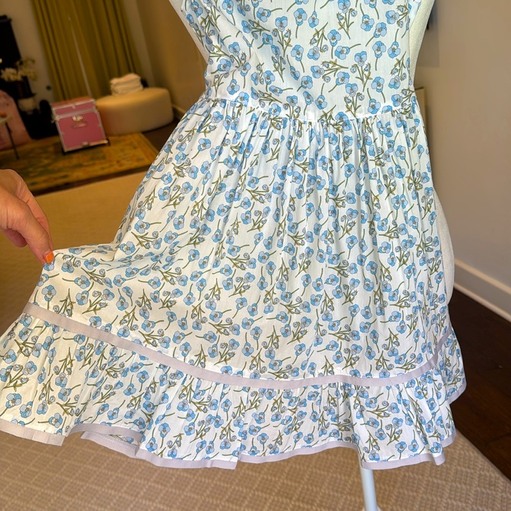 Los Encajeros - Girls Blue Floral Sleeveless Dress w/Peter Pan Collar - Size: 5 - Picture 3 of 7